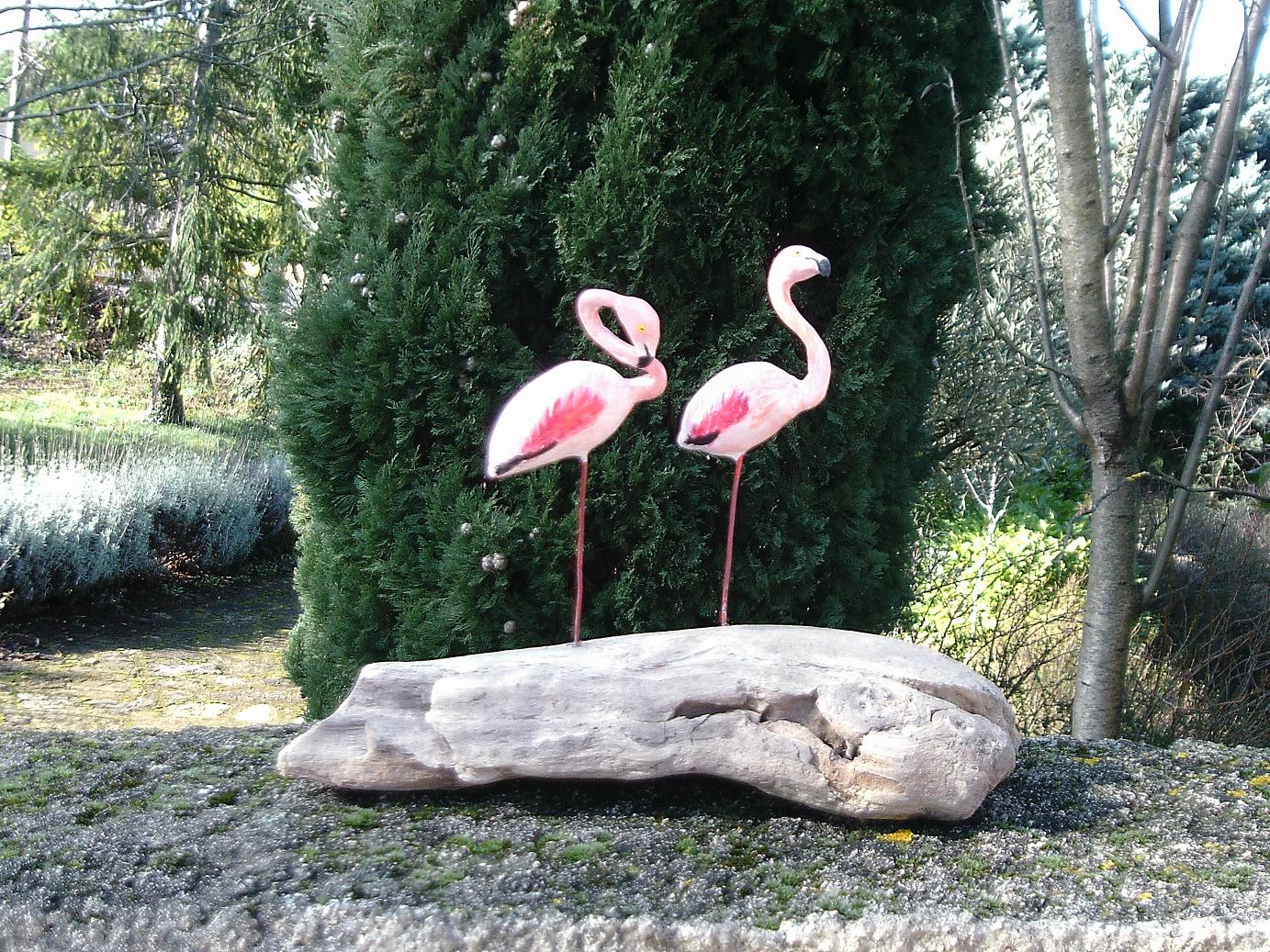 Flamant rose figurine sculpté 